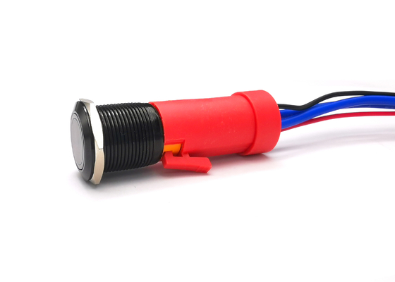 ब्लैक एनोडाइज्ड एल्यूमिना एंटी वैंडल स्विच 19mm 10amp लाल एलईडी लाइट के साथ