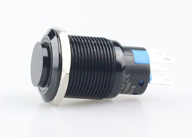 ब्लैक एल्युमिनियम पुश बटन स्विच 110V 220V रिंग एलईडी इल्यूमिनेटेड मोमेंटरी